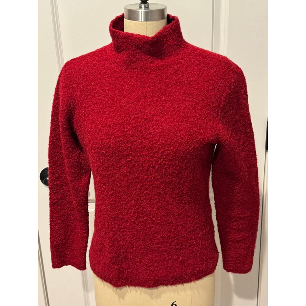 Women's Caslon Petite S cranberry Red Mock Neck boucle Sweater